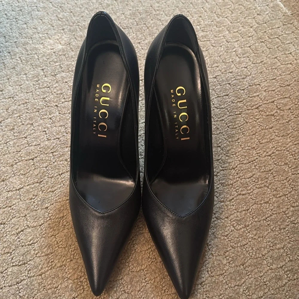 GUCCI Napa Charlotte Pumps 40 Black - Picture 2 of 5